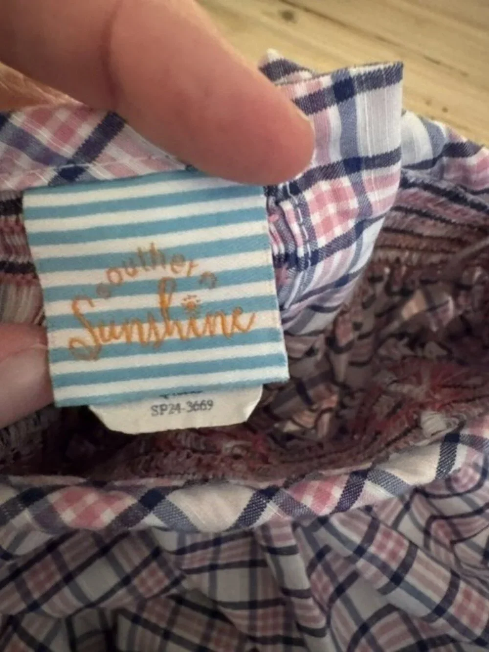 Southern Sunshine. Hotpink/navy plaid nautical bubble. Size 9 mos